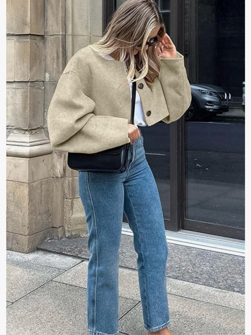 Cropped Cream Cropped Puffer Jacket - Women